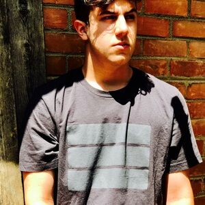 Gray Short Sleeve Tee with Subtle Stripes